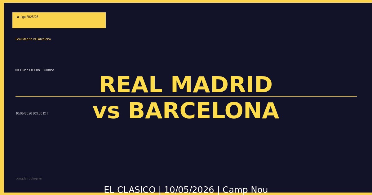 ??i hình d? ki?n El Clásico Real Madrid vs Barcelona ngày 10/5/2026 t?i Camp Nou